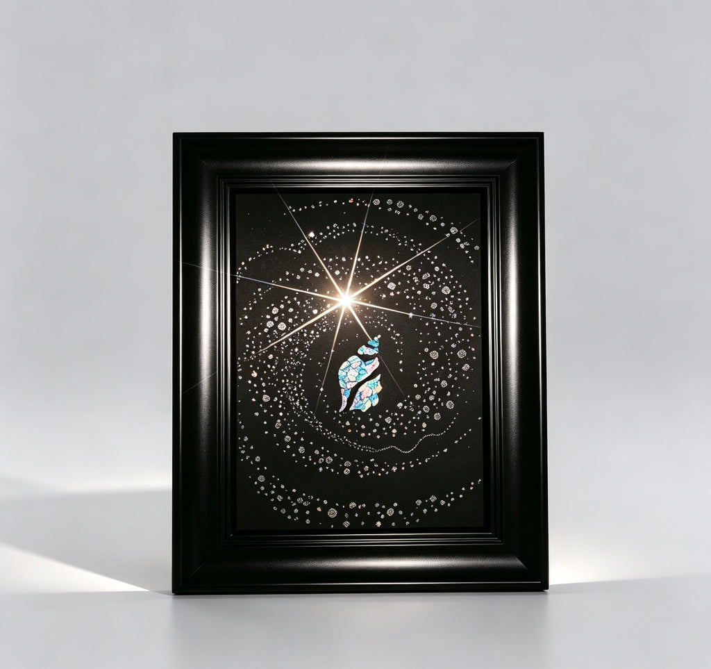Handcrafted Iridescent Conch Shell Mosaic Wall Art (Finished Frame or DIY Craft Kit) - Celestial Galaxy Gothic Home Decor