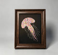 Handcrafted Iridescent Pink Jellyfish Shell Mosaic Wall Art (Finished Frame or DIY Craft Kit) - Ocean Aesthetic Home Decor