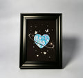 Handcrafted Iridescent Blue Heart Shell Mosaic Wall Art (Finished Frame or DIY Craft Kit) - Celestial Planet Heart Gothic Decor