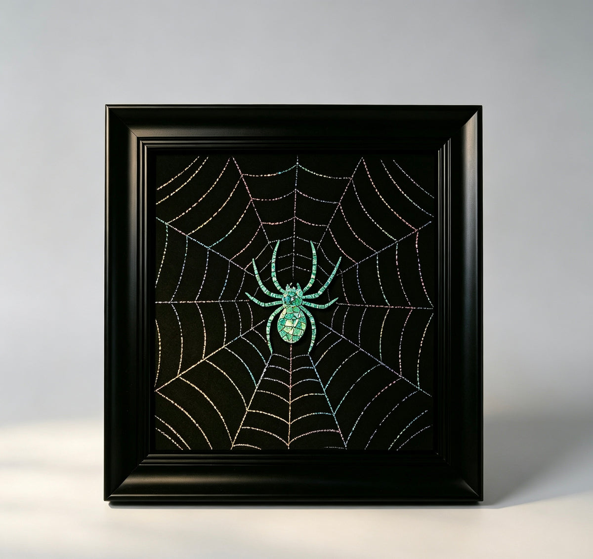 Handcrafted Iridescent Spider Web Wall Art (Finished Frame or DIY Craft Kit) - Gothic Home Decor & Unique Gift